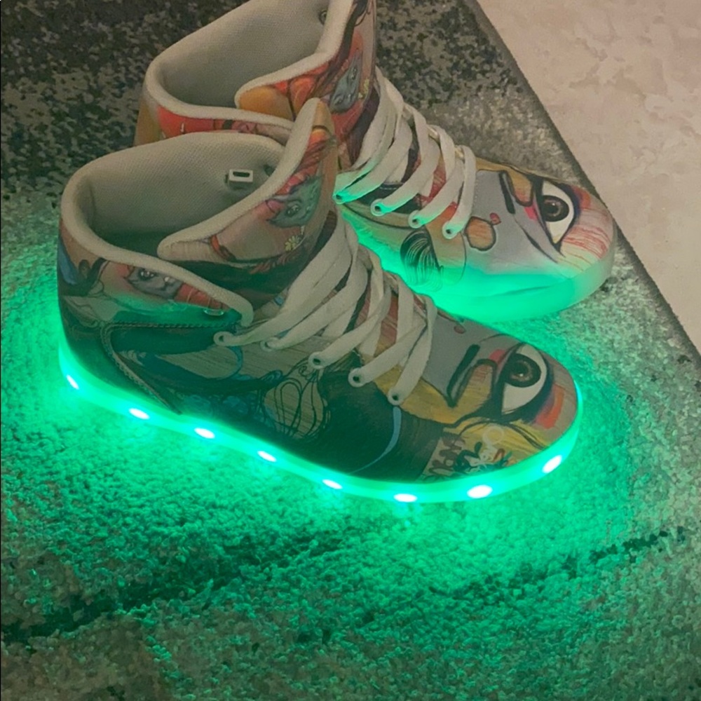 Custom High top sneakers Led shoes Size 5.5